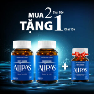 [Combo 2 chai 60 viên tặng 1 chai 15 viên] ALIPAS tăng cường sinh lý nam với Eurycoma longifolia, Oyster Meat, Pine Bark Extract – Hàng chính hãng…