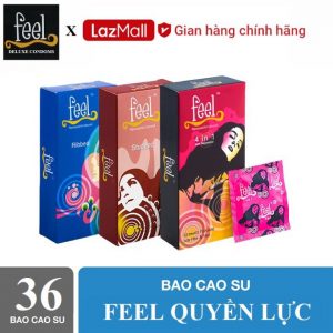 [ FEEL ] Bộ sản phẩm FEEL QUYỀN LỰC gồm Bao cao su Feel 4 in 1 (12bao) + Bao cao su Feel Ribbed 12 bao + Bao cao su Feel Studded 12 bao.
