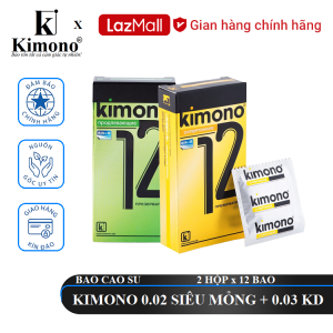 [ KIMONO ] Bộ Bao cao su Kimono 0.02 Vàng 12 bao – Siêu Mỏng + Bao cao su Kimono 0.03 Green 12 bao – Siêu Mỏng.