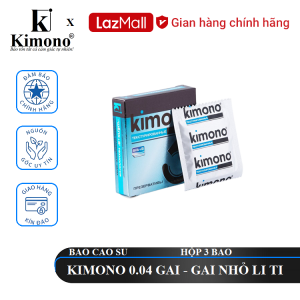 [ KIMONO ] Bao cao su Kimono 0.04 Gai 3 bao – Gai nhỏ liti tăng khoái cảm.
