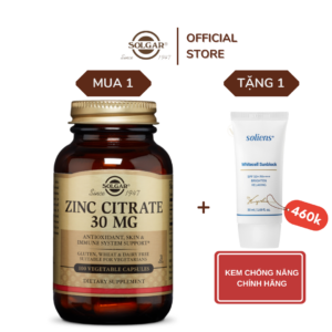 Viên Uống Solgar Zinc Citrate 30Mg – Bổ Sung Kẽm Và Chăm Sóc Sức Khỏe Phái Nam [Lọ 100 Viên]